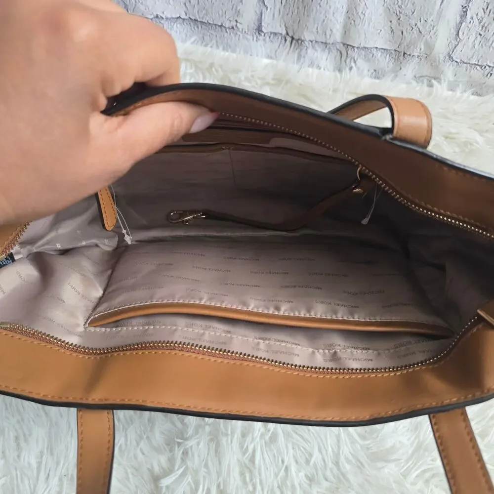 Michael Kors Mobwife Whitney Two-Tone Brown Logo Small Designer Tote Bag